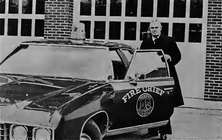 Chief Reid with the new 1973 Chevrolet four-door sedan