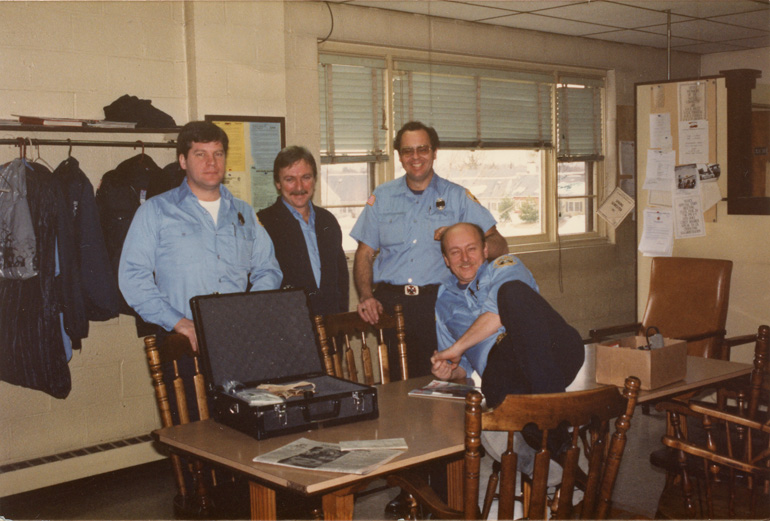 William Campbell, John Carroll, Jim Reid and Mike Ridlon at Center Fire Station