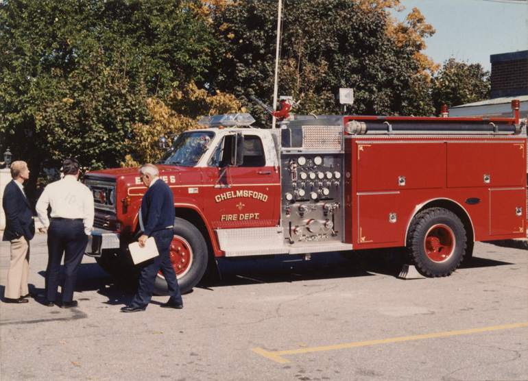Taking delivery of the new 1987 Chevrolet Fire/Rescue Pumper to be housed at South Chelmsford