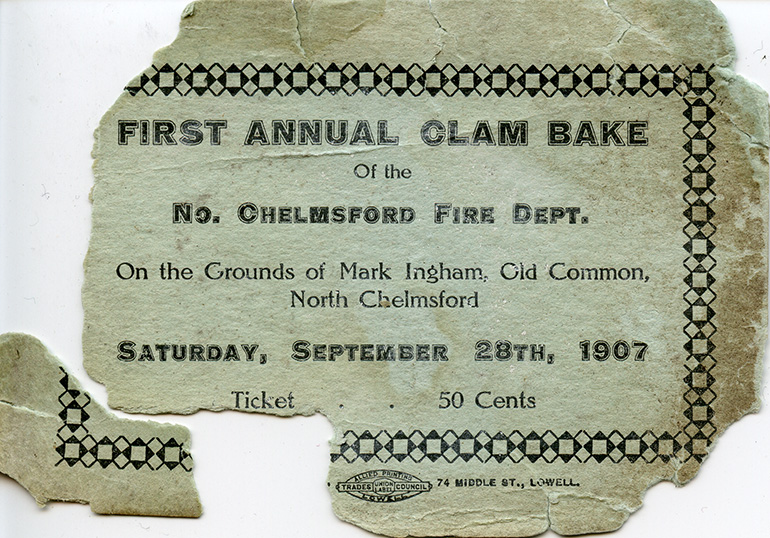 Ticket for charity benefit for the Fire Department in 1907