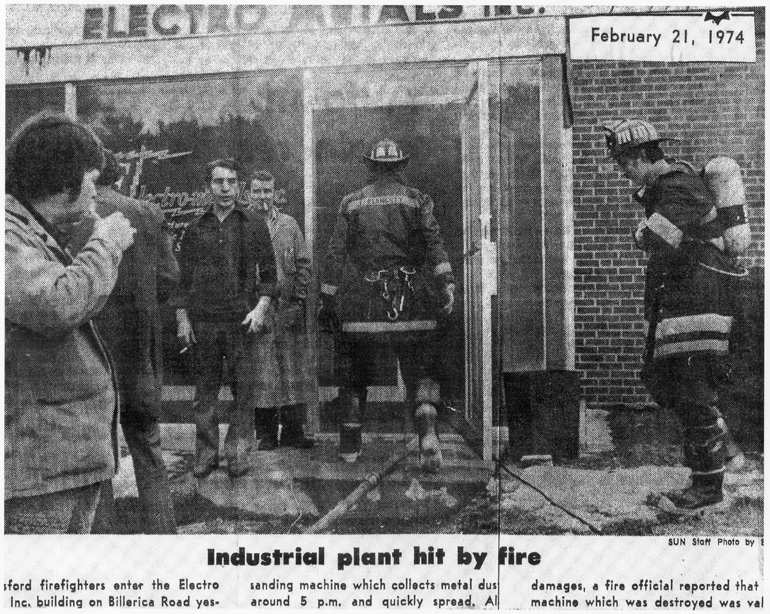 1974 Fire at Electro Metals on Billerica Road