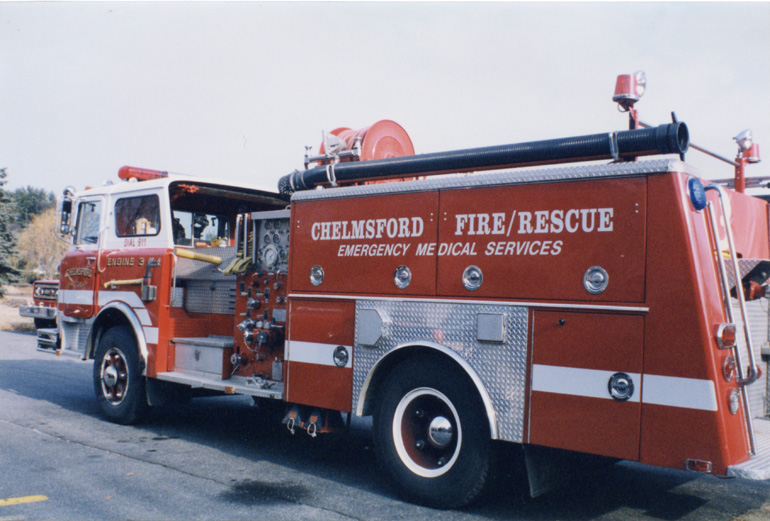 This is the 1981 Mack CF 1000 g.p.m. Pumper, 
	Engine 3 as it looked circa 1996 with new graphics and light bar