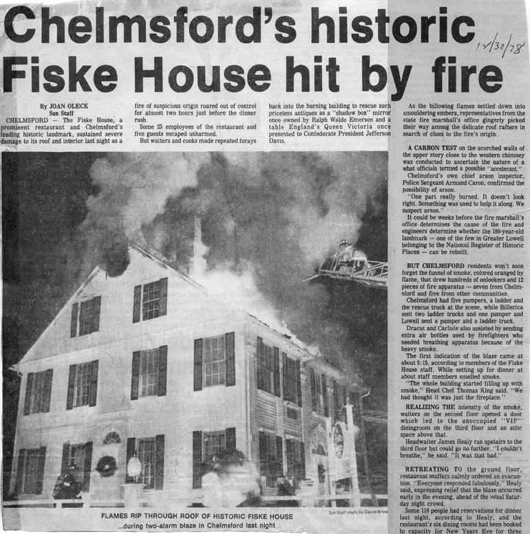 The Fiske House fire December 30, 1978