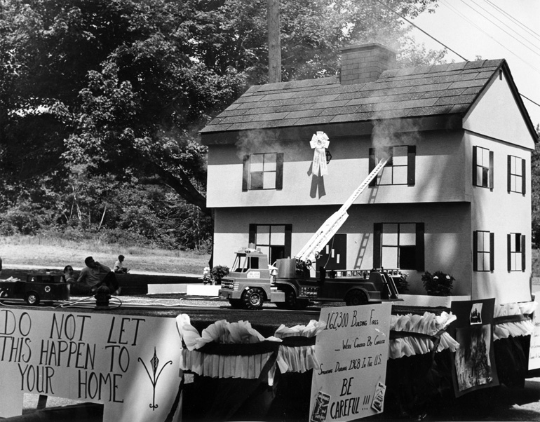 Chelmsford Fire Department float in the 1968 July 4 Parade, third prize winner