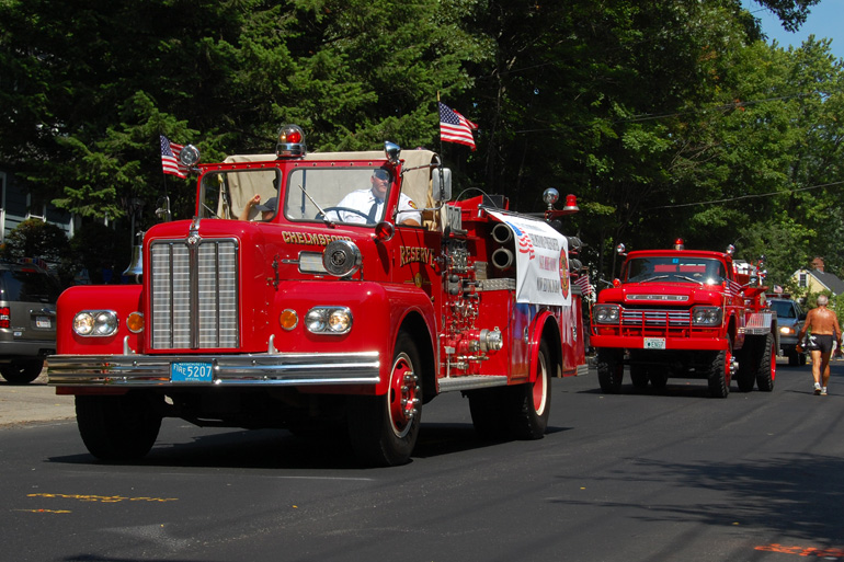 1967 Maxim Reserve Engine and retired Ford Engine 7 Brush Truck 
	in the 2007 July 4 Parade
