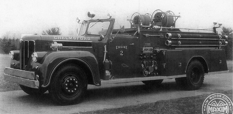 1958 Maxim 750 g.p.m. Pumper, Engine 2 in 
North Chelmsford, due for engine replacement in 1970