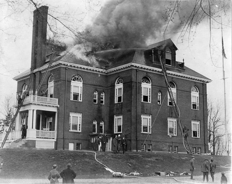 Read Hall was the administration building for the Middlesex Training School 
	complex on Princeton Street and was restored after this 1925 fire