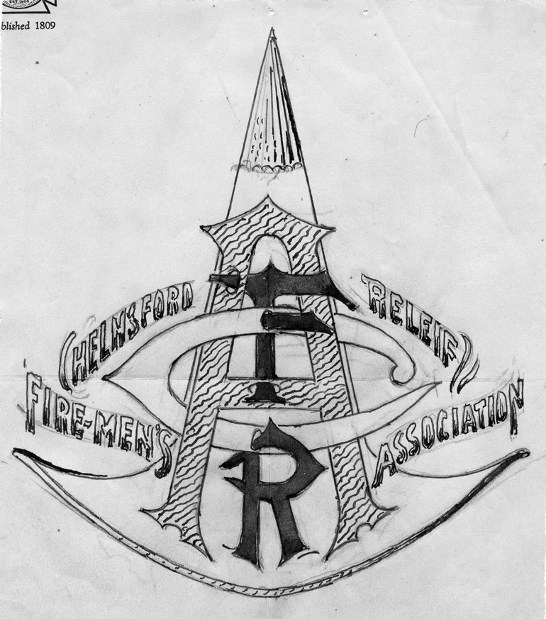 Hand drawn Logo concept for the Chelmsford Firemen's Relief Association