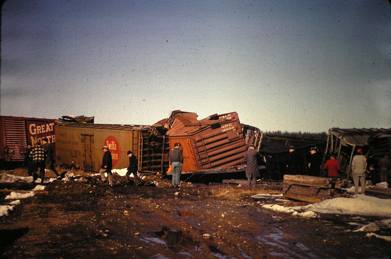 Boston and Maine Train Wreck behind Grossman's Lumber March 22, 1963