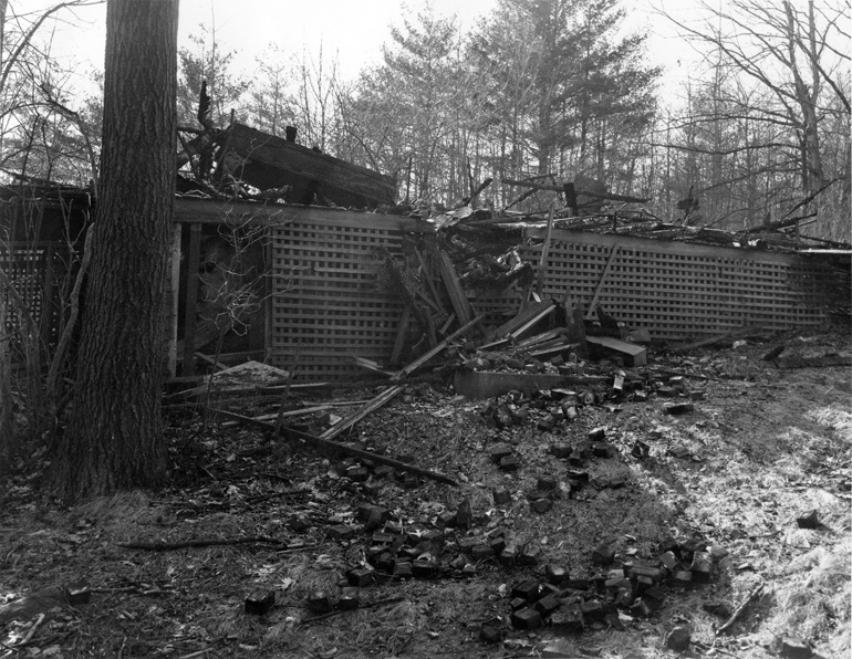 Aftermath of a fire in an unoccupied home on Mill Road in 1965,
two youth were apprehended when they returned to the scene