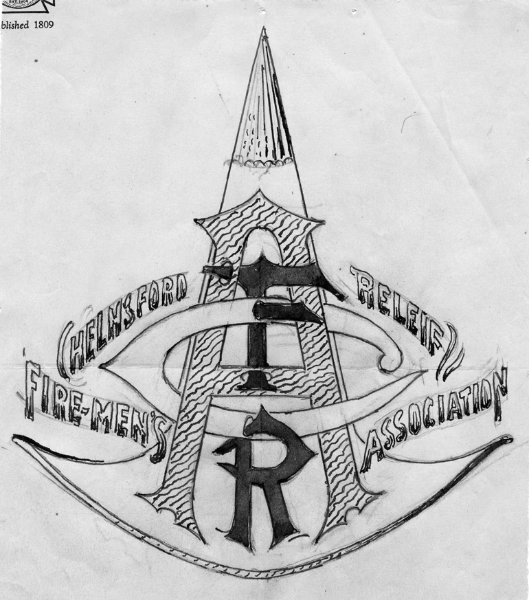 Hand drawn Logo concept for the Chelmsford Firemen's Relief Association