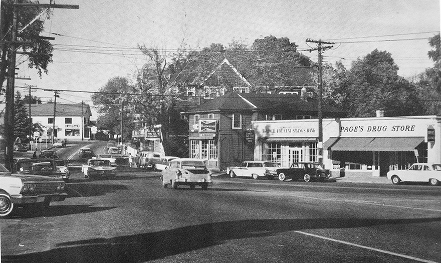 Harrington Liquors, Lowell 5-Cent Savings Bank and Page's Drug Store